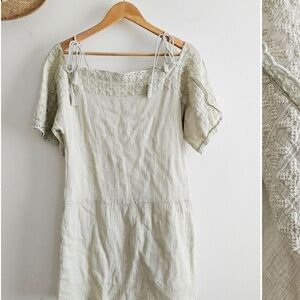 Vintage Sage Embroidered Tunic or Mini Dress